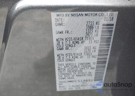 2018 Infiniti Qx60 from USA, damaged, VIN 5N1DL0MM0JC519891